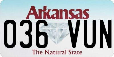 AR license plate 036VUN