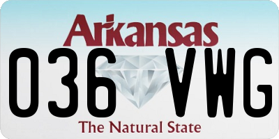 AR license plate 036VWG