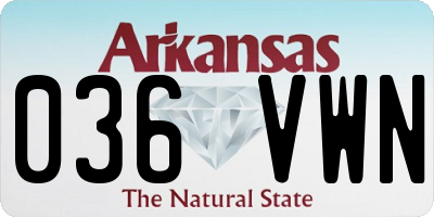 AR license plate 036VWN