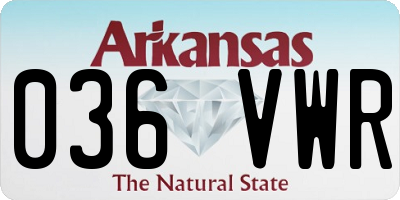 AR license plate 036VWR