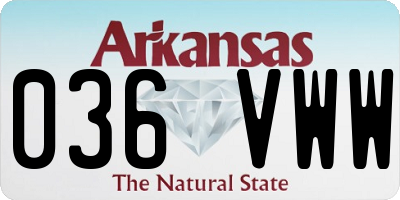 AR license plate 036VWW