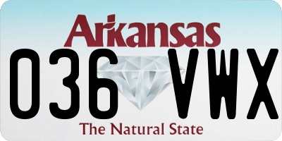 AR license plate 036VWX