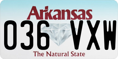 AR license plate 036VXW