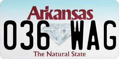 AR license plate 036WAG
