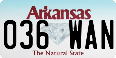 AR license plate 036WAN