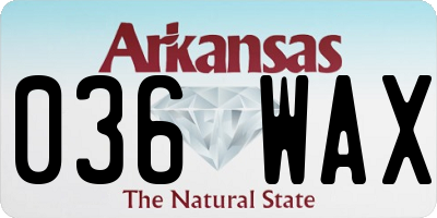 AR license plate 036WAX