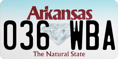 AR license plate 036WBA