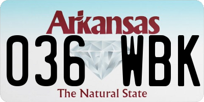 AR license plate 036WBK