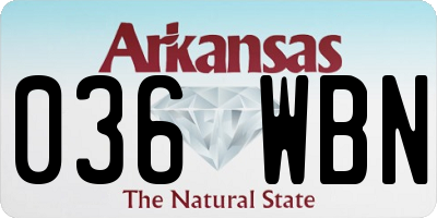 AR license plate 036WBN