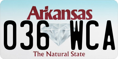 AR license plate 036WCA
