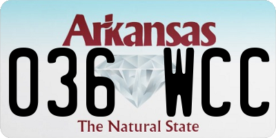 AR license plate 036WCC