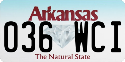 AR license plate 036WCI