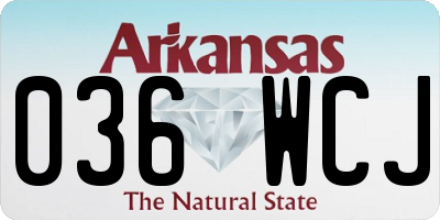 AR license plate 036WCJ