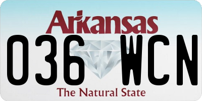 AR license plate 036WCN