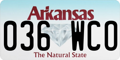 AR license plate 036WCO