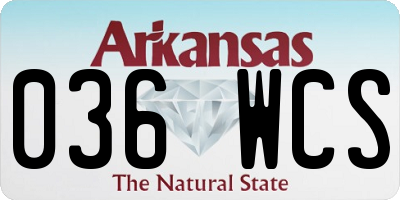 AR license plate 036WCS