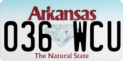 AR license plate 036WCU