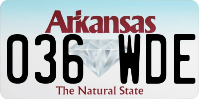 AR license plate 036WDE