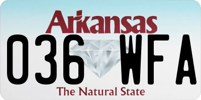 AR license plate 036WFA