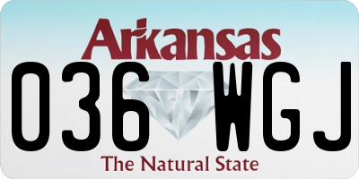 AR license plate 036WGJ
