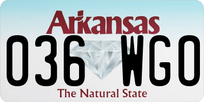 AR license plate 036WGO