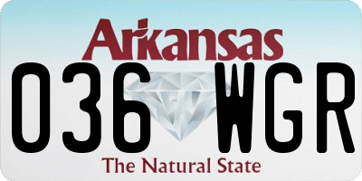 AR license plate 036WGR