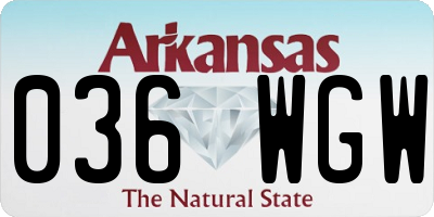 AR license plate 036WGW
