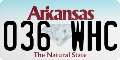 AR license plate 036WHC