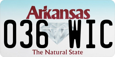 AR license plate 036WIC