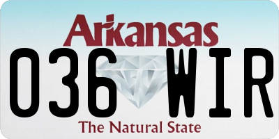 AR license plate 036WIR