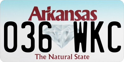 AR license plate 036WKC