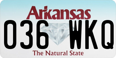 AR license plate 036WKQ
