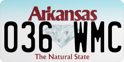 AR license plate 036WMC