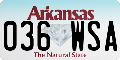 AR license plate 036WSA