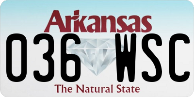 AR license plate 036WSC