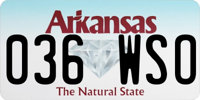AR license plate 036WSO