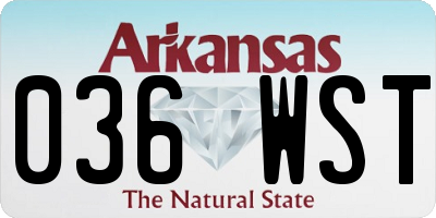 AR license plate 036WST