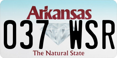 AR license plate 037WSR