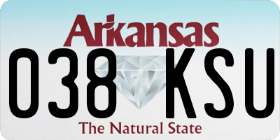 AR license plate 038KSU