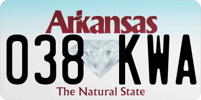 AR license plate 038KWA