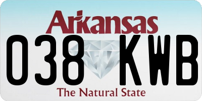 AR license plate 038KWB