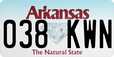 AR license plate 038KWN
