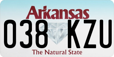 AR license plate 038KZU