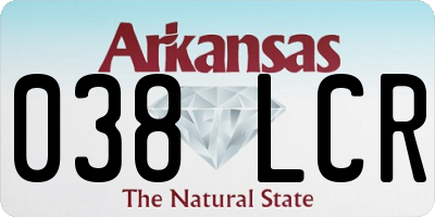 AR license plate 038LCR