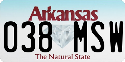 AR license plate 038MSW
