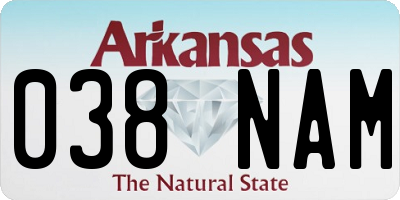 AR license plate 038NAM
