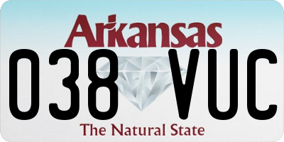 AR license plate 038VUC