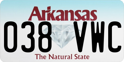 AR license plate 038VWC