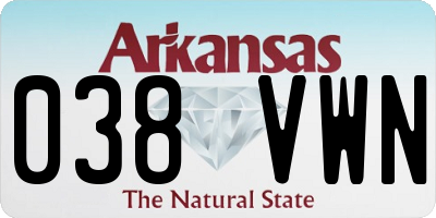 AR license plate 038VWN