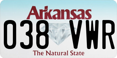 AR license plate 038VWR